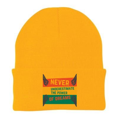 Motivational BHM Slogan Never Underestimate The Power Of Dreams Black History Knit Cap Winter Beanie