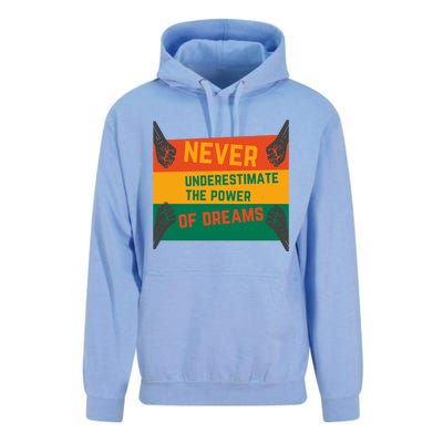 Motivational BHM Slogan Never Underestimate The Power Of Dreams Black History Unisex Surf Hoodie