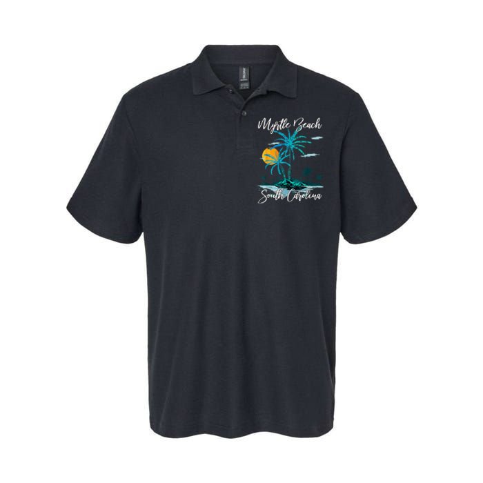 Myrtle Beach South Carolina Beach Summer Surfing Palm Trees Softstyle Adult Sport Polo