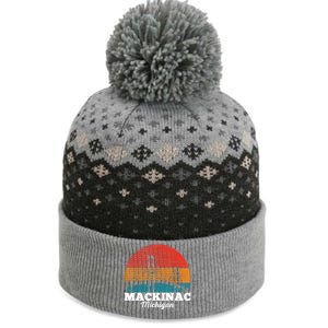 Mackinac Bridge Souvenir Mackinaw Island Retro Michigan The Baniff Cuffed Pom Beanie