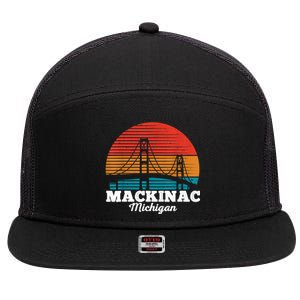 Mackinac Bridge Souvenir Mackinaw Island Retro Michigan 7 Panel Mesh Trucker Snapback Hat