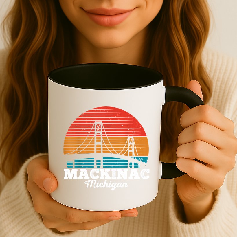 Mackinac Bridge Souvenir Mackinaw Island Retro Michigan Mug