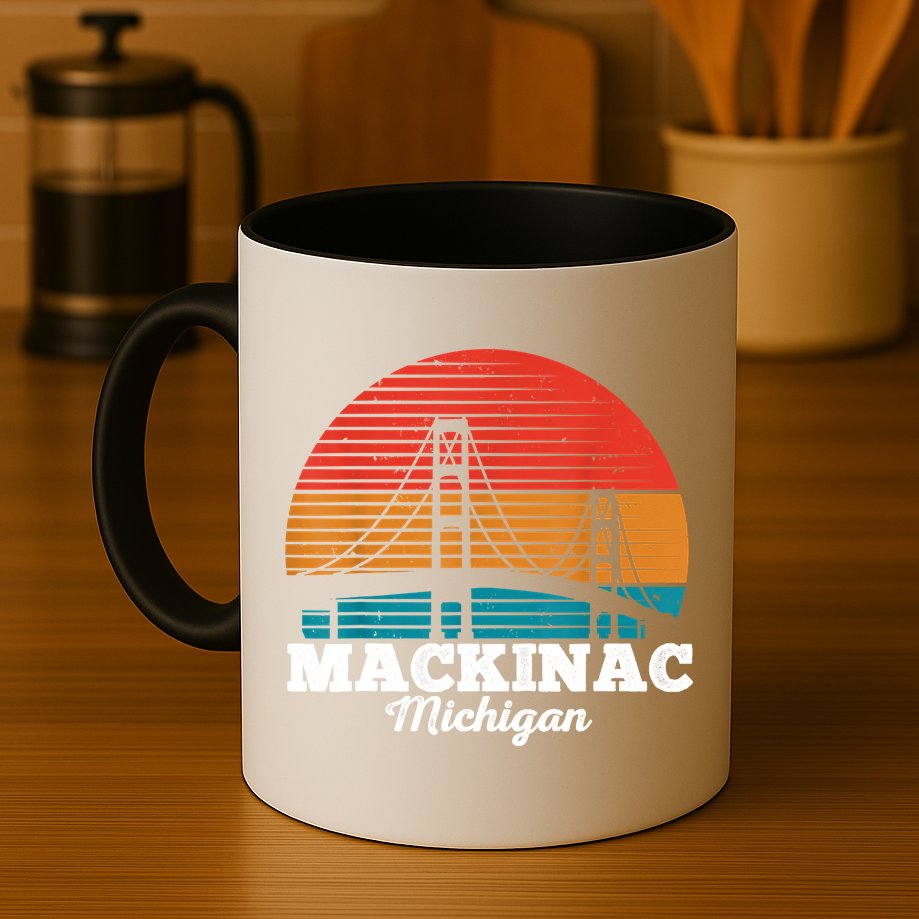 Mackinac Bridge Souvenir Mackinaw Island Retro Michigan Mug