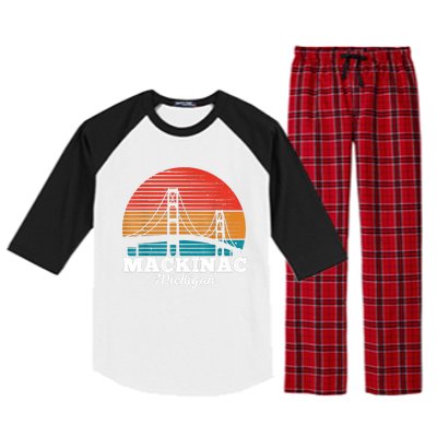 Mackinac Bridge Souvenir Mackinaw Island Retro Michigan Raglan Sleeve Pajama Set