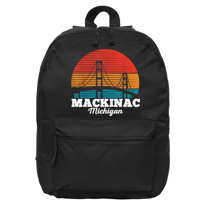 Mackinac Bridge Souvenir Mackinaw Island Retro Michigan 16 in Basic Backpack