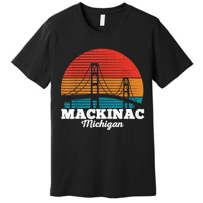 Mackinac Bridge Souvenir Mackinaw Island Retro Michigan Premium T-Shirt