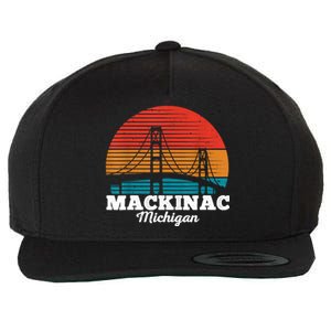 Mackinac Bridge Souvenir Mackinaw Island Retro Michigan Wool Snapback Cap