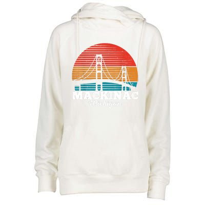 Mackinac Bridge Souvenir Mackinaw Island Retro Michigan Womens Funnel Neck Pullover Hood