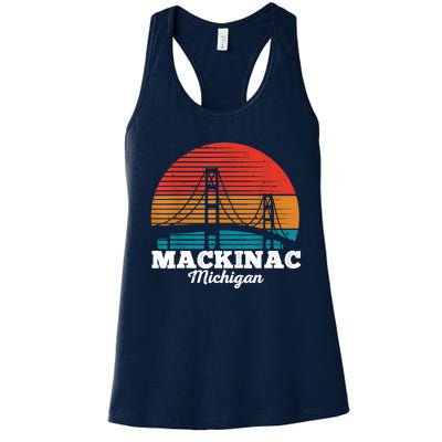 Mackinac Bridge Souvenir Mackinaw Island Retro Michigan Women's Racerback Tank