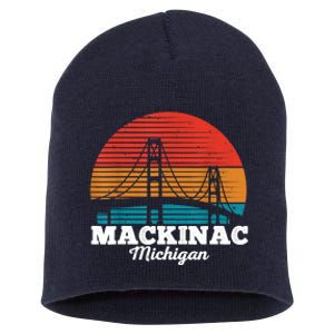 Mackinac Bridge Souvenir Mackinaw Island Retro Michigan Short Acrylic Beanie