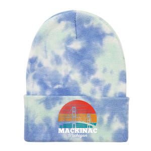 Mackinac Bridge Souvenir Mackinaw Island Retro Michigan Tie Dye 12in Knit Beanie