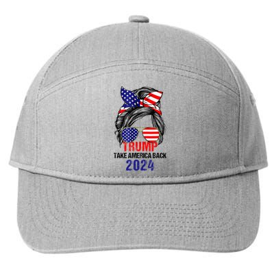 Messy Bun Support Trump 2024 Flag Take America 7-Panel Snapback Hat