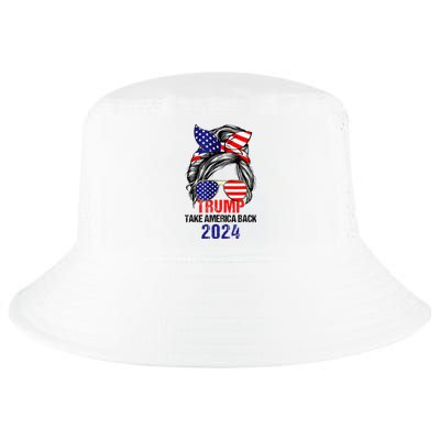 Messy Bun Support Trump 2024 Flag Take America Cool Comfort Performance Bucket Hat