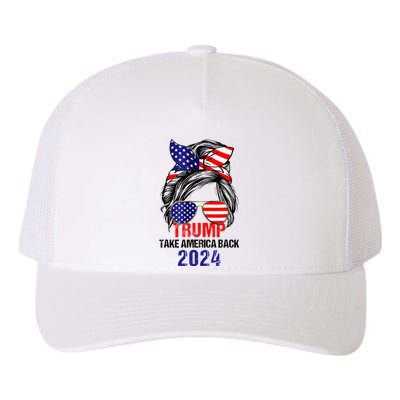 Messy Bun Support Trump 2024 Flag Take America Yupoong Adult 5-Panel Trucker Hat