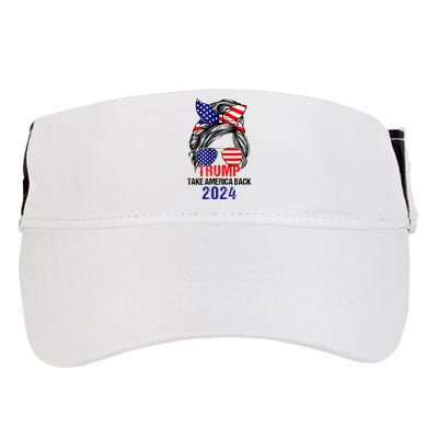 Messy Bun Support Trump 2024 Flag Take America Adult Drive Performance Visor