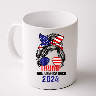 Messy Bun Support Trump 2024 Flag Take America Coffee Mug