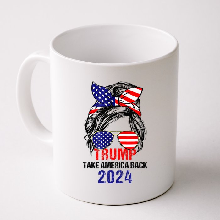 Messy Bun Support Trump 2024 Flag Take America Coffee Mug