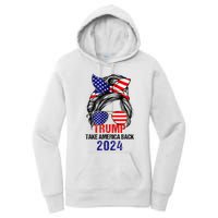 Messy Bun Support Trump 2024 Flag Take America Women's Pullover Hoodie