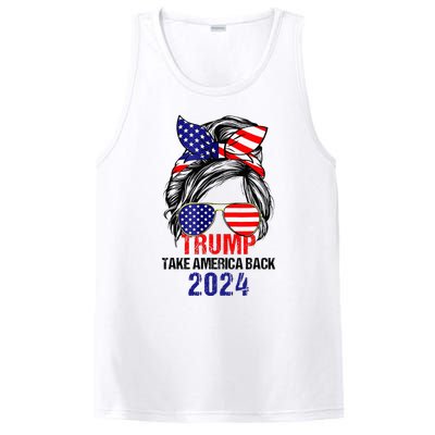 Messy Bun Support Trump 2024 Flag Take America PosiCharge Competitor Tank