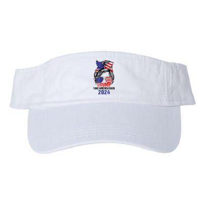 Messy Bun Support Trump 2024 Flag Take America Valucap Bio-Washed Visor