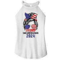 Messy Bun Support Trump 2024 Flag Take America Women's Perfect Tri Rocker Tank