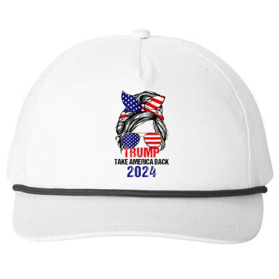 Messy Bun Support Trump 2024 Flag Take America Snapback Five-Panel Rope Hat