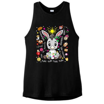 Mi Burrito Sabanero Mexican Christmas Donkey Spanish Xmas Ladies PosiCharge Tri-Blend Wicking Tank