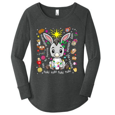 Mi Burrito Sabanero Mexican Christmas Donkey Spanish Xmas Women's Perfect Tri Tunic Long Sleeve Shirt