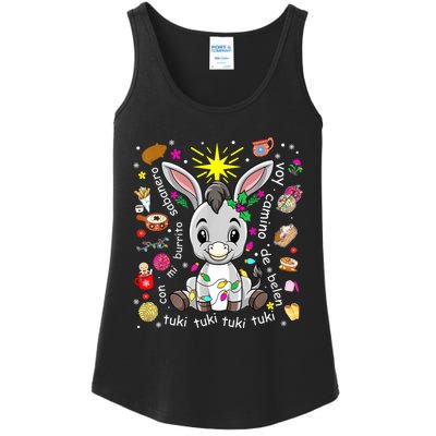 Mi Burrito Sabanero Mexican Christmas Donkey Spanish Xmas Ladies Essential Tank