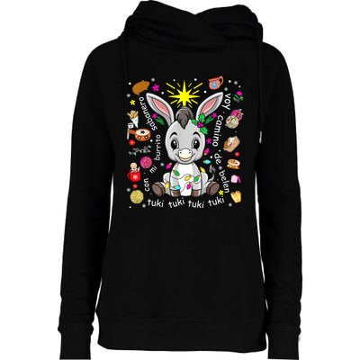 Mi Burrito Sabanero Mexican Christmas Donkey Spanish Xmas Womens Funnel Neck Pullover Hood