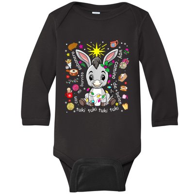 Mi Burrito Sabanero Mexican Christmas Donkey Spanish Xmas Baby Long Sleeve Bodysuit