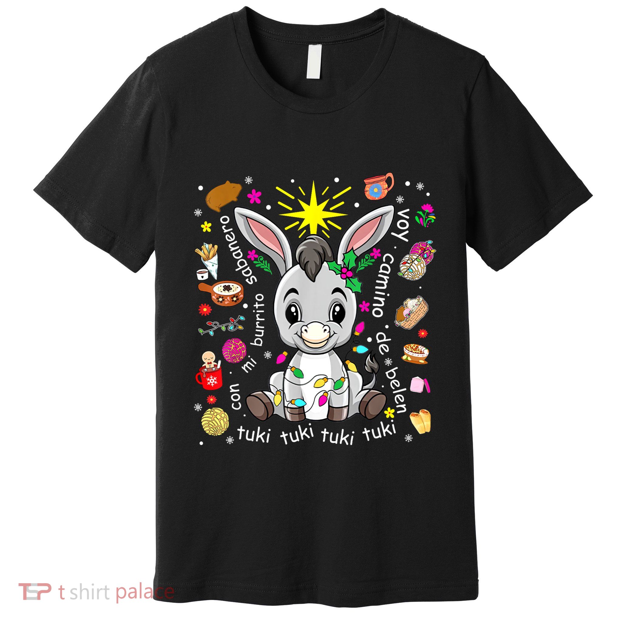 Mi Burrito Sabanero Mexican Christmas Donkey Spanish Xmas Premium T-Shirt