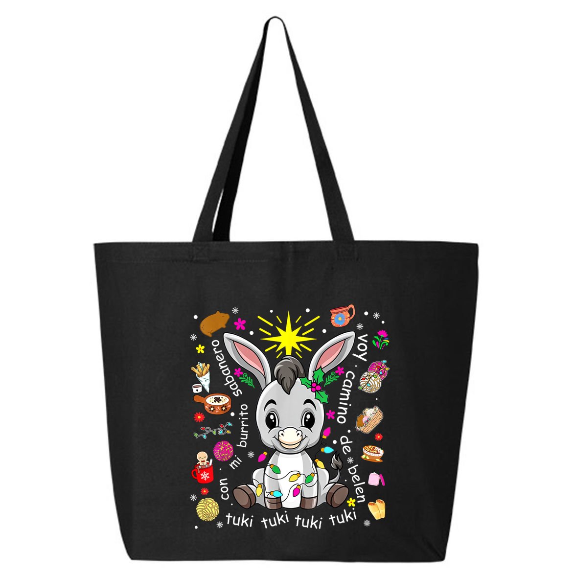 Mi Burrito Sabanero Mexican Christmas Donkey Spanish Xmas 25L Jumbo Tote
