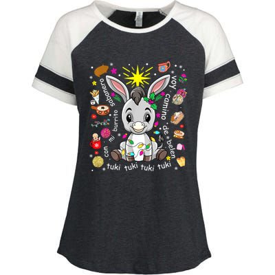 Mi Burrito Sabanero Mexican Christmas Donkey Spanish Xmas Enza Ladies Jersey Colorblock Tee