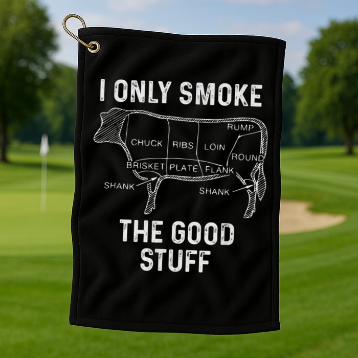 Mens BBQ Smoker For Men I Only Smoke The Good Stuff Golf Towel