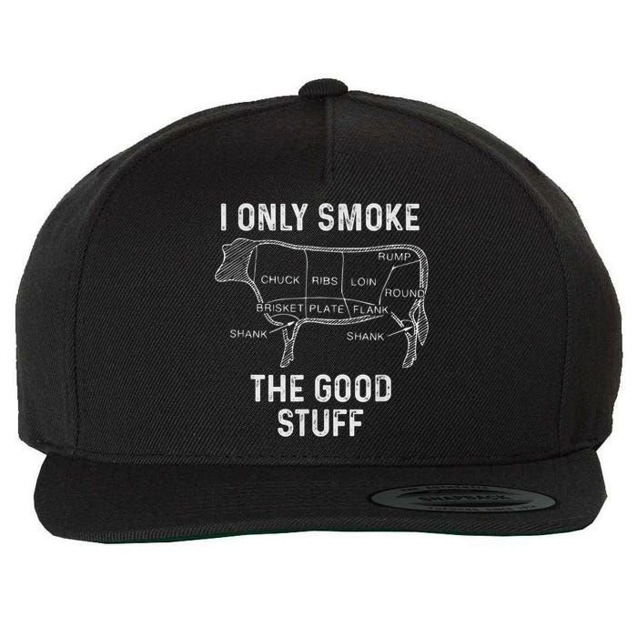 Mens BBQ Smoker For Men I Only Smoke The Good Stuff Wool Snapback Cap