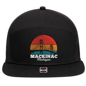 Mackinac Bridge Souvenir Mackinaw Island Retro Michigan 7 Panel Mesh Trucker Snapback Hat