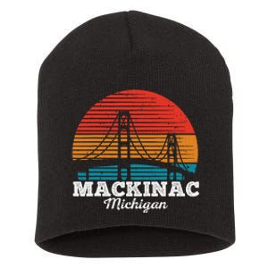 Mackinac Bridge Souvenir Mackinaw Island Retro Michigan Short Acrylic Beanie