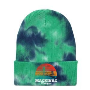 Mackinac Bridge Souvenir Mackinaw Island Retro Michigan Tie Dye 12in Knit Beanie