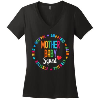 Mother Baby Squad Nurse Postpartum Labor Delivery Nurses OB Women's V-Neck T-Shirt