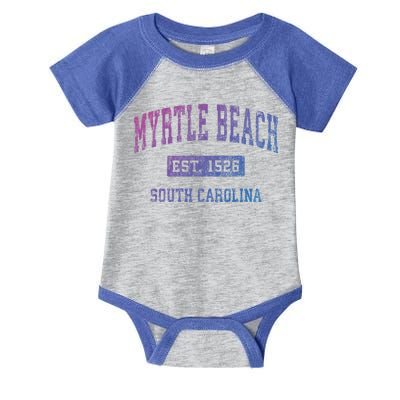 Myrtle Beach South Carolina Sc Vintage Established Sports Gift Infant Baby Jersey Bodysuit