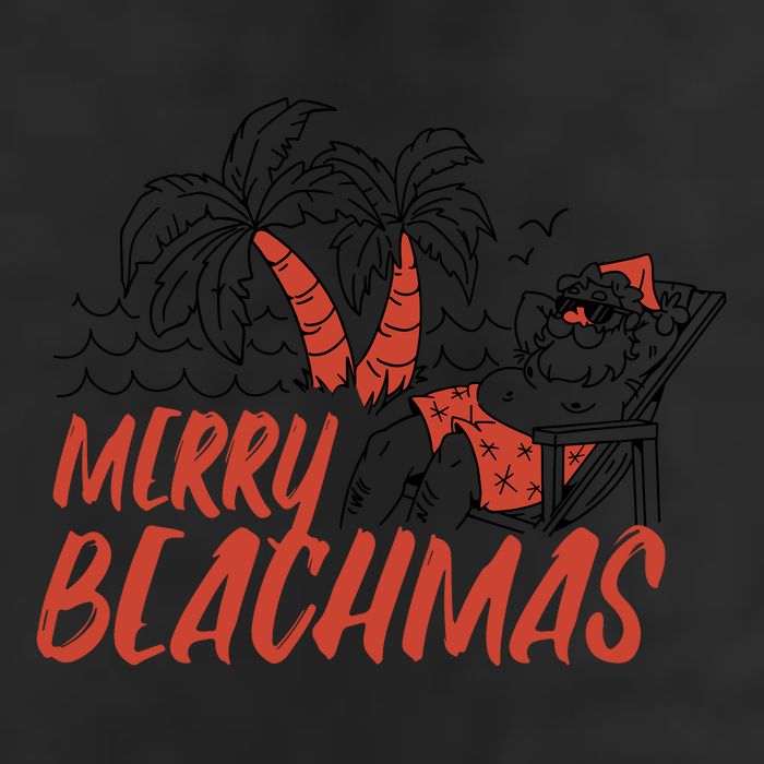 Merry Beachmas Santa Claus Vacation 7 Panel Mesh Trucker Snapback Hat