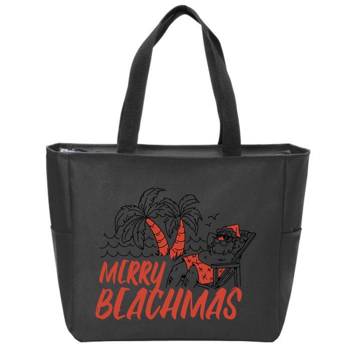 Merry Beachmas Santa Claus Vacation Zip Tote Bag