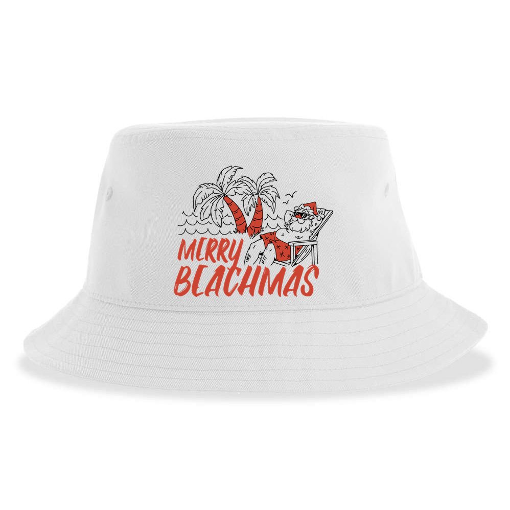 Merry Beachmas Santa Claus Vacation Sustainable Bucket Hat