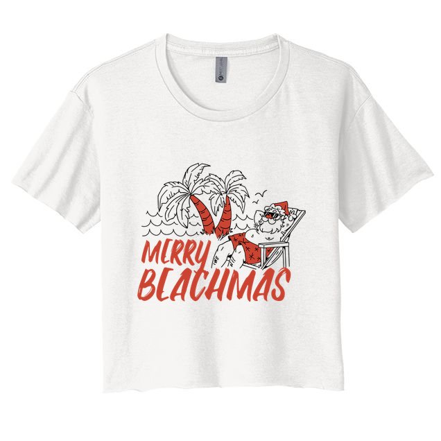 Merry Beachmas Santa Claus Vacation Women's Crop Top Tee