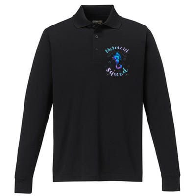 Mermaid Birthday Squad Party Matching Girls Kids Performance Long Sleeve Polo