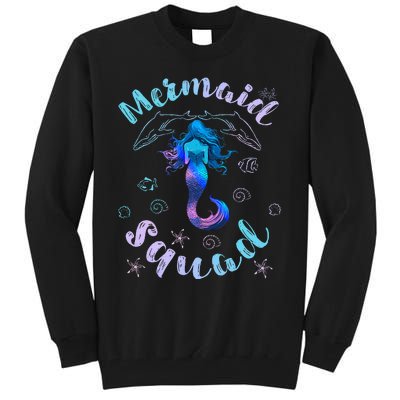 Mermaid Birthday Squad Party Matching Girls Kids Tall Sweatshirt