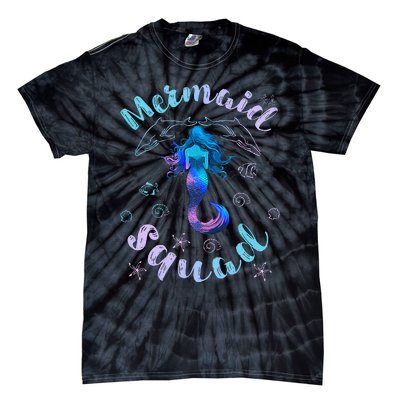 Mermaid Birthday Squad Party Matching Girls Kids Tie-Dye T-Shirt