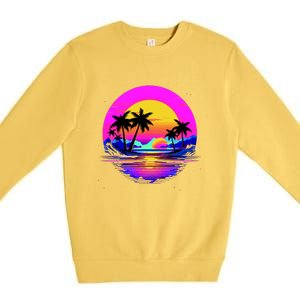 Miami Beach Sun Set Vibrant Premium Crewneck Sweatshirt