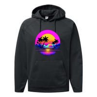 Miami Beach Sun Set Vibrant Performance Fleece Hoodie